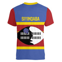 Swaziland Women V-Neck T-Shirt Siyinqaba Eswatini Flag Style - Wonder Print Shop