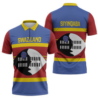 Swaziland Zipper Polo Shirt Siyinqaba Eswatini Flag Style - Wonder Print Shop