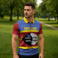 Swaziland Zipper Polo Shirt Siyinqaba Eswatini Flag Style - Wonder Print Shop
