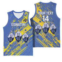 Eswatini Football Custom Basketball Jersey Sihlangu Semnikati Blue - Wonder Print Shop