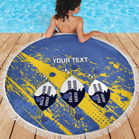 Eswatini Football Custom Beach Blanket Sihlangu Semnikati Blue - Wonder Print Shop