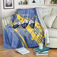 Eswatini Football Custom Blanket Sihlangu Semnikati Blue - Wonder Print Shop
