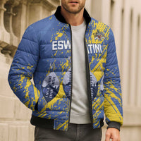 Eswatini Football Custom Bomber Puffer Jacket Sihlangu Semnikati Blue - Wonder Print Shop