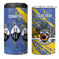 Eswatini Football Custom 4 in 1 Can Cooler Tumbler Sihlangu Semnikati Blue - Wonder Print Shop