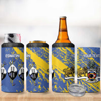 Eswatini Football Custom 4 in 1 Can Cooler Tumbler Sihlangu Semnikati Blue - Wonder Print Shop
