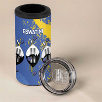Eswatini Football Custom 4 in 1 Can Cooler Tumbler Sihlangu Semnikati Blue - Wonder Print Shop