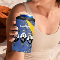 Eswatini Football Custom 4 in 1 Can Cooler Tumbler Sihlangu Semnikati Blue - Wonder Print Shop