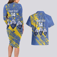 Eswatini Football Custom Couples Matching Long Sleeve Bodycon Dress and Hawaiian Shirt Sihlangu Semnikati Blue - Wonder Print Shop