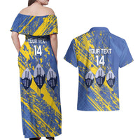 Eswatini Football Custom Couples Matching Off Shoulder Maxi Dress and Hawaiian Shirt Sihlangu Semnikati Blue - Wonder Print Shop
