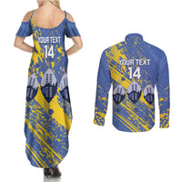 Eswatini Football Custom Couples Matching Summer Maxi Dress and Long Sleeve Button Shirt Sihlangu Semnikati Blue - Wonder Print Shop