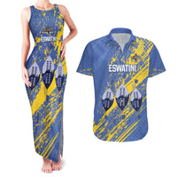 Eswatini Football Custom Couples Matching Tank Maxi Dress and Hawaiian Shirt Sihlangu Semnikati Blue - Wonder Print Shop