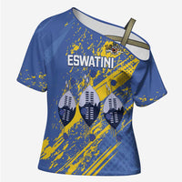 Eswatini Football Custom Cross Shoulder Shirt Sihlangu Semnikati Blue - Wonder Print Shop