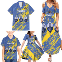 Eswatini Football Custom Family Matching Summer Maxi Dress and Hawaiian Shirt Sihlangu Semnikati Blue - Wonder Print Shop