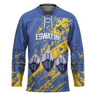 Eswatini Football Custom Hockey Jersey Sihlangu Semnikati Blue - Wonder Print Shop
