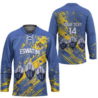 Eswatini Football Custom Hockey Jersey Sihlangu Semnikati Blue - Wonder Print Shop
