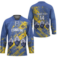 Eswatini Football Custom Hockey Jersey Sihlangu Semnikati Blue - Wonder Print Shop