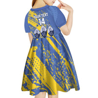 Eswatini Football Custom Kid Short Sleeve Dress Sihlangu Semnikati Blue - Wonder Print Shop
