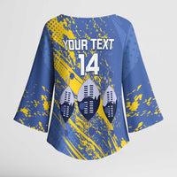 Eswatini Football Custom Kimono Sleeve Blouse Sihlangu Semnikati Blue - Wonder Print Shop