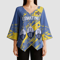Eswatini Football Custom Kimono Sleeve Blouse Sihlangu Semnikati Blue - Wonder Print Shop