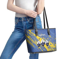 Eswatini Football Custom Leather Tote Bag Sihlangu Semnikati Blue - Wonder Print Shop