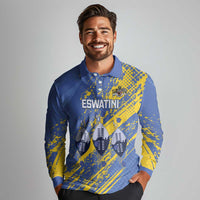 Eswatini Football Custom Long Sleeve Polo Shirt Sihlangu Semnikati Blue - Wonder Print Shop