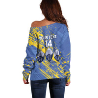 Eswatini Football Custom Off Shoulder Sweater Sihlangu Semnikati Blue - Wonder Print Shop