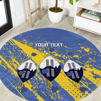Eswatini Football Custom Round Carpet Sihlangu Semnikati Blue - Wonder Print Shop