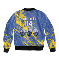 Eswatini Football Custom Sleeve Zip Bomber Jacket Sihlangu Semnikati Blue - Wonder Print Shop