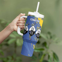 Eswatini Football Custom Tumbler With Handle Sihlangu Semnikati Blue - Wonder Print Shop