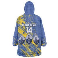 Eswatini Football Custom Wearable Blanket Hoodie Sihlangu Semnikati Blue - Wonder Print Shop