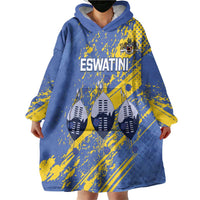 Eswatini Football Custom Wearable Blanket Hoodie Sihlangu Semnikati Blue - Wonder Print Shop