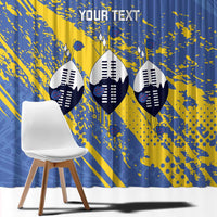 Eswatini Football Custom Window Curtain Sihlangu Semnikati Blue - Wonder Print Shop