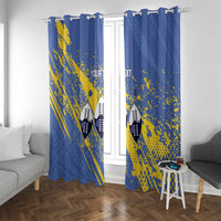 Eswatini Football Custom Window Curtain Sihlangu Semnikati Blue - Wonder Print Shop