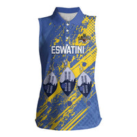 Eswatini Football Custom Women Sleeveless Polo Shirt Sihlangu Semnikati Blue - Wonder Print Shop