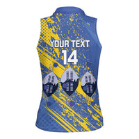 Eswatini Football Custom Women Sleeveless Polo Shirt Sihlangu Semnikati Blue - Wonder Print Shop