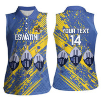Eswatini Football Custom Women Sleeveless Polo Shirt Sihlangu Semnikati Blue - Wonder Print Shop