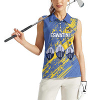 Eswatini Football Custom Women Sleeveless Polo Shirt Sihlangu Semnikati Blue - Wonder Print Shop