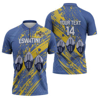 Eswatini Football Custom Zipper Polo Shirt Sihlangu Semnikati Blue - Wonder Print Shop