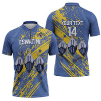 Eswatini Football Custom Zipper Polo Shirt Sihlangu Semnikati Blue - Wonder Print Shop