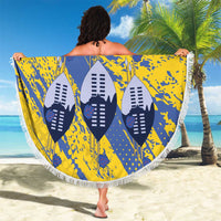 Eswatini Football Custom Beach Blanket Sihlangu Semnikati Yellow - Wonder Print Shop