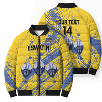 Eswatini Football Custom Bomber Puffer Jacket Sihlangu Semnikati Yellow - Wonder Print Shop