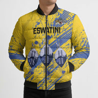 Eswatini Football Custom Bomber Puffer Jacket Sihlangu Semnikati Yellow - Wonder Print Shop