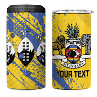 Eswatini Football Custom 4 in 1 Can Cooler Tumbler Sihlangu Semnikati Yellow - Wonder Print Shop