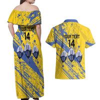 Eswatini Football Custom Couples Matching Off Shoulder Maxi Dress and Hawaiian Shirt Sihlangu Semnikati Yellow - Wonder Print Shop