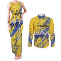 Eswatini Football Custom Couples Matching Tank Maxi Dress and Long Sleeve Button Shirt Sihlangu Semnikati Yellow - Wonder Print Shop