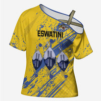 Eswatini Football Custom Cross Shoulder Shirt Sihlangu Semnikati Yellow - Wonder Print Shop