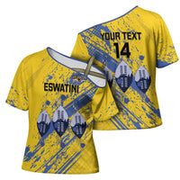 Eswatini Football Custom Cross Shoulder Shirt Sihlangu Semnikati Yellow - Wonder Print Shop