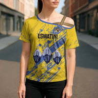 Eswatini Football Custom Cross Shoulder Shirt Sihlangu Semnikati Yellow - Wonder Print Shop