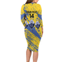 Eswatini Football Custom Family Matching Long Sleeve Bodycon Dress and Hawaiian Shirt Sihlangu Semnikati Yellow - Wonder Print Shop