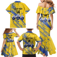 Eswatini Football Custom Family Matching Mermaid Dress and Hawaiian Shirt Sihlangu Semnikati Yellow - Wonder Print Shop